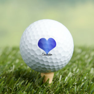 Blue Heart Design Personalised Golf Balls