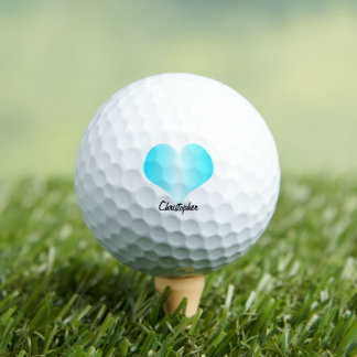 Blue Heart Design Personalised Golf Balls