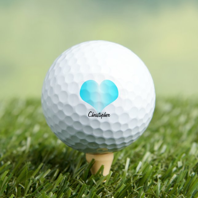 Blue Heart Design Personalised Golf Balls (Insitu Tee)