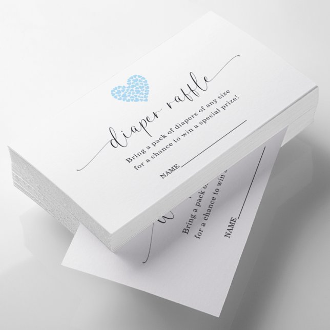 Blue Heart Diaper Raffle Baby Shower  Enclosure Card (Creator Uploaded)