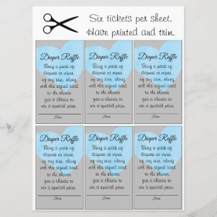 Blue Heart Diaper Raffle Small Boy Baby Shower Invitation