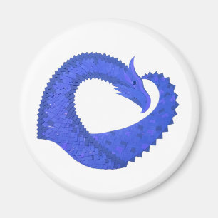 Blue heart dragon on white magnet