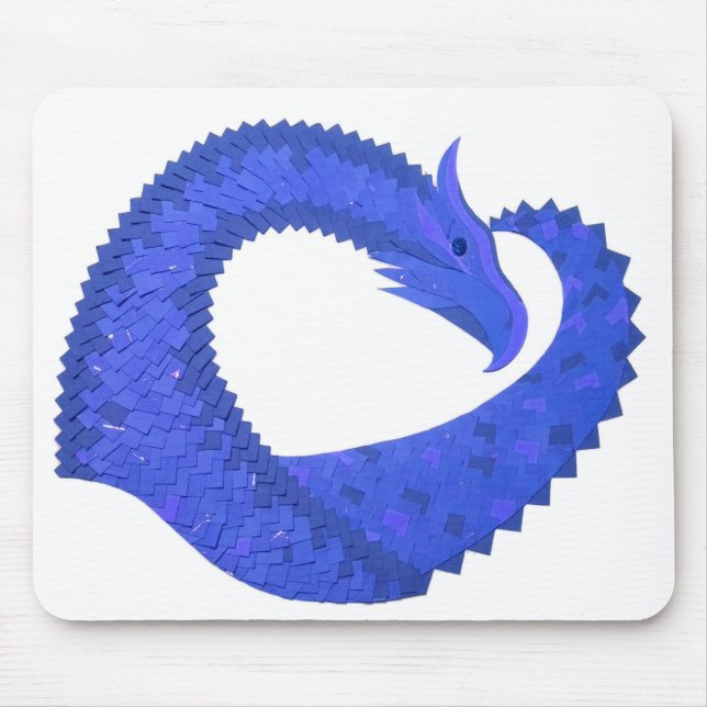 Blue heart dragon on white mouse mat (Front)