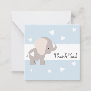 Blue Heart Elephant Thank You Notecards