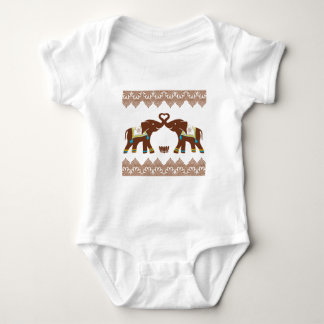 Blue Heart Elephants Card Baby Bodysuit