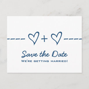 Blue Heart Equation Save the Date Postcard