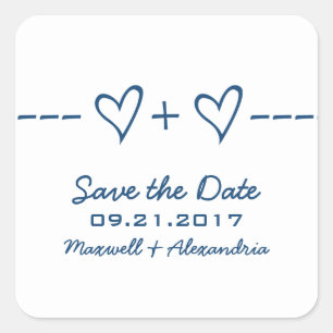 Blue Heart Equation Save the Date Stickers