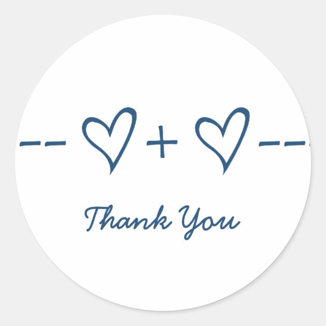 Blue Heart Equation Thank You Stickers (Front)