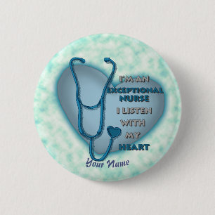 Blue Heart Exceptional Nurse 6 Cm Round Badge
