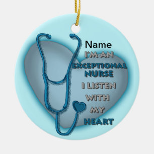 Blue heart exceptional nurse  ceramic tree decoration