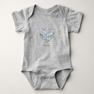 Blue Heart Floral Baby Bodysuit