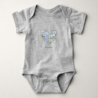 Blue Heart Floral Baby Bodysuit