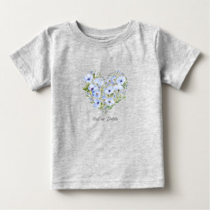 Blue Heart Floral Baby T-Shirt