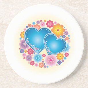 Blue Heart Floral Coaster