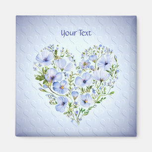 Blue Heart Floral Magnet