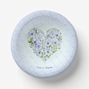 Blue Heart Floral Paper Bowl Paper Plate