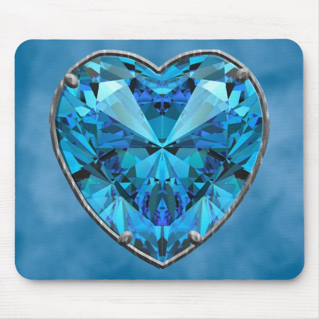 Blue Heart Gem Mouse Mat (Front)