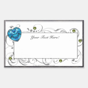 Blue Heart Gem Rectangular Sticker