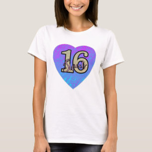 Blue Heart Girls Sweet 16 Birthday Party T-Shirt