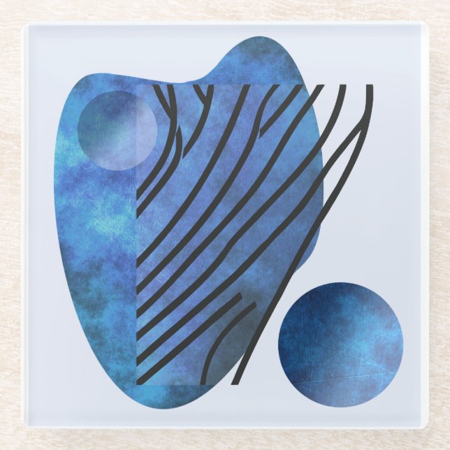 Blue Heart Glass Coaster (Front)