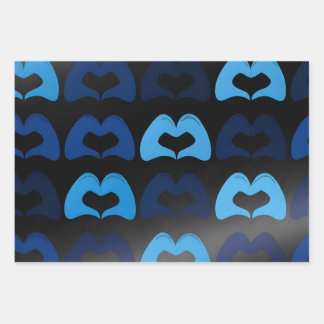 Blue Heart Hands Wrapping Paper - Premium Wrap