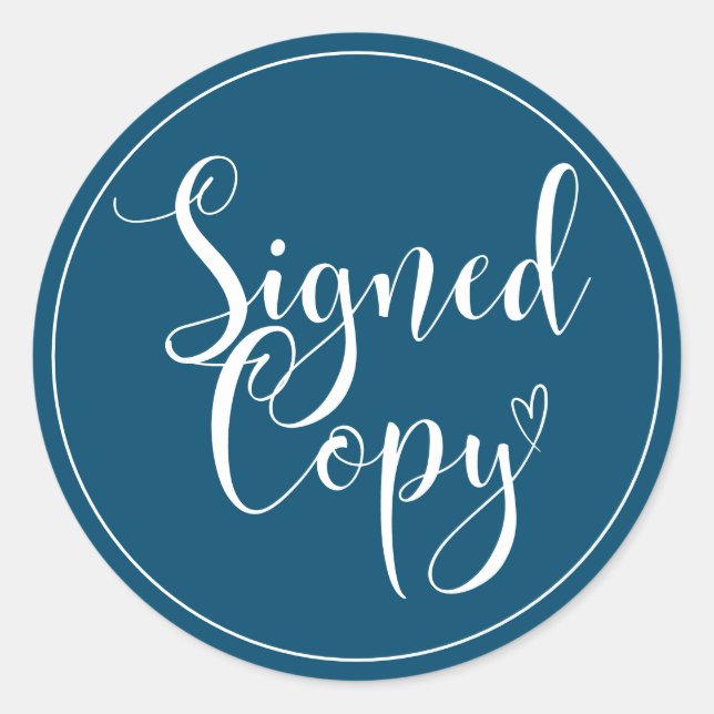 Blue Heart Handwriting Signed Copy Classic Round Sticker (Front)