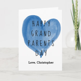 Blue Heart Happy Grandparents Day from Grandson Card