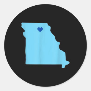 Blue Heart In State Of Missouri Outline Classic Round Sticker