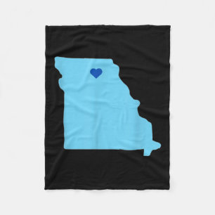 Blue Heart In State Of Missouri Outline Fleece Blanket