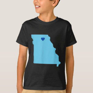 Blue Heart In State Of Missouri Outline T-Shirt
