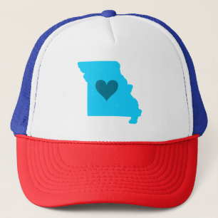 Blue Heart in State of Missouri Outline Trucker Hat