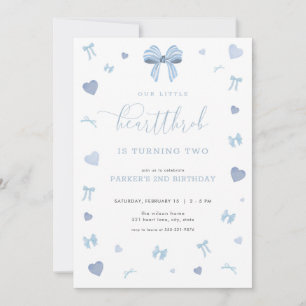 Blue Heart Little Heartthrob Birthday Invitation