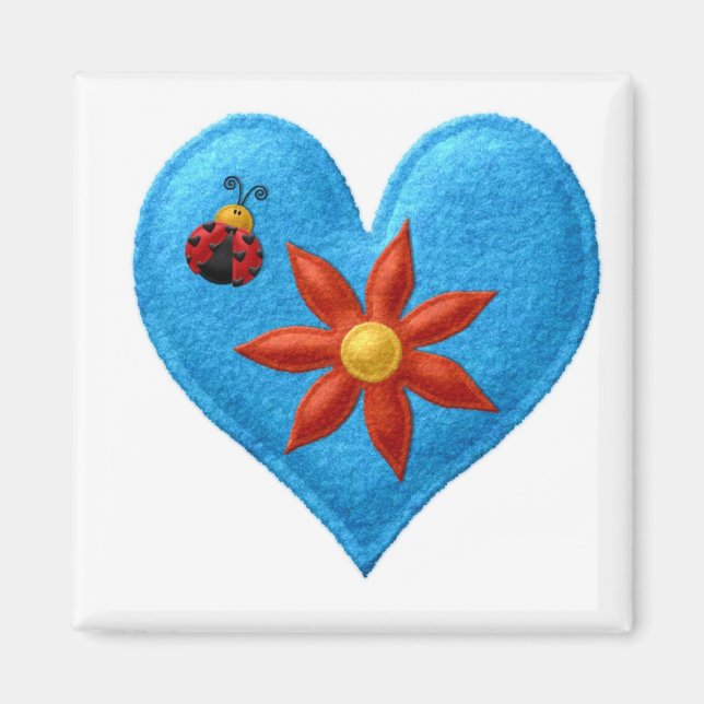BLUE HEART Locker Magnets, Refrigerator Magnet (Front)