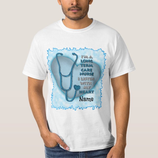 Blue Heart Long Term Care Nurse T-Shirt (Front)
