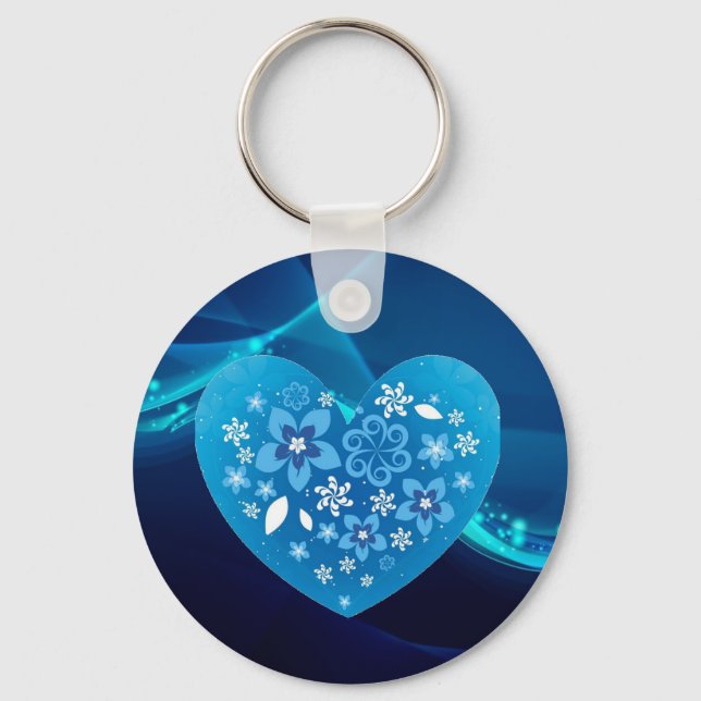 Blue heart love key ring (Front)