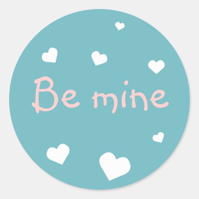 Blue heart love Valentine's day custom party favou Classic Round Sticker (Front)