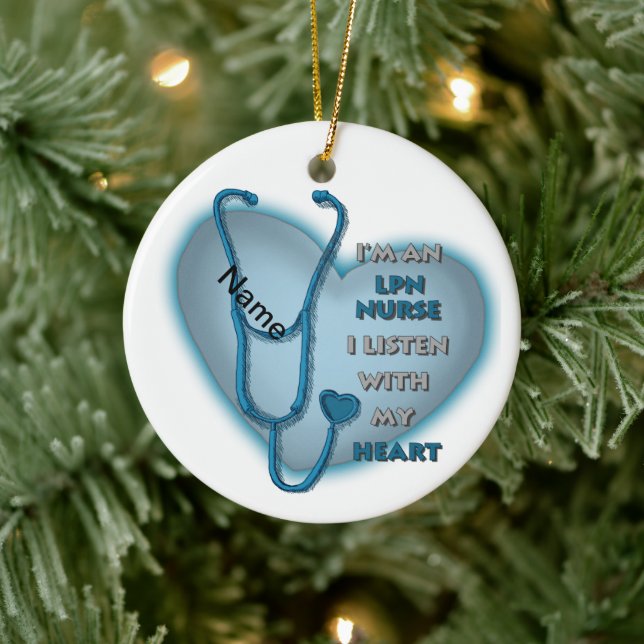 Blue Heart LPN Nurse Ceramic Tree Decoration (Tree)