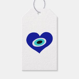 Blue Heart Lucky Charm, Evil Eye Good Luck Symbol Gift Tags