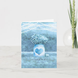 Blue Heart Mason Jar & Baby's Breath Thank You