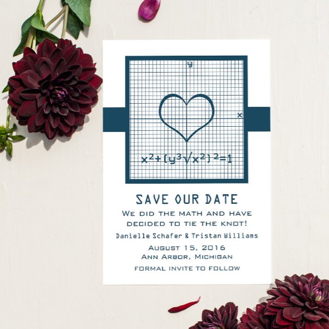 Blue Heart Math Graph Save the Date Invite (Blue Heart Math Graph Save the Date)