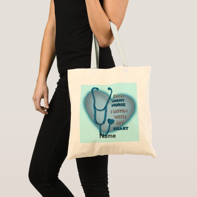 Blue Heart Night Nurse Tote Bag (Front (Product))