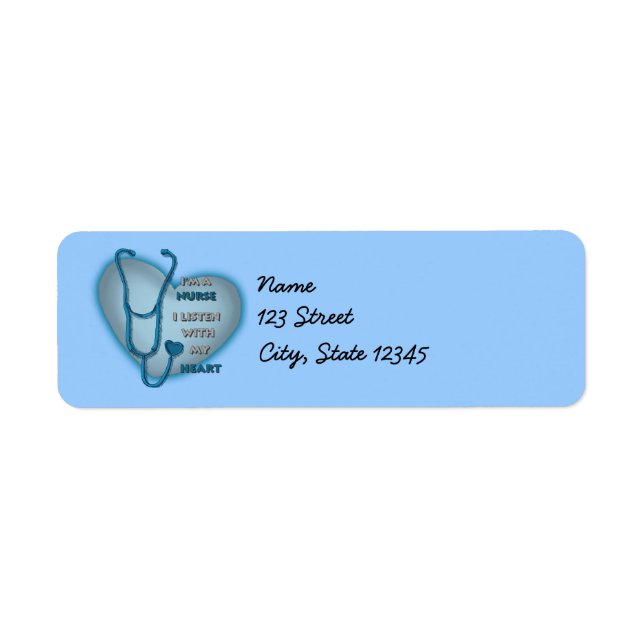 Blue Heart Nurse custom name labels (Front)