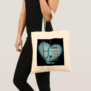 Blue Heart Nurse Tote Bag