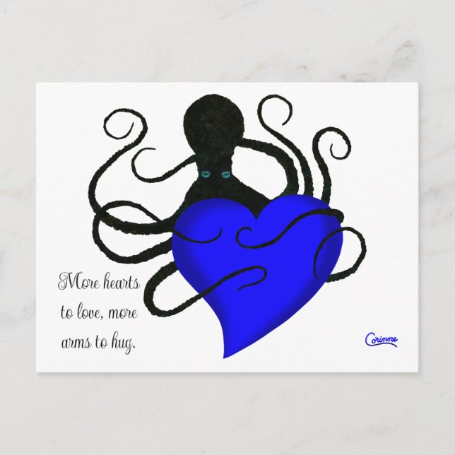 Blue Heart Octopus - Postcard (Front)