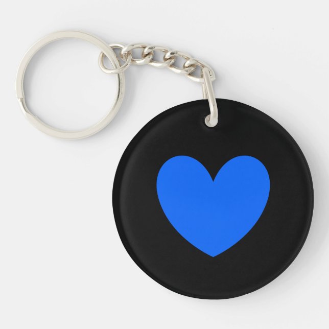 Blue heart on black key ring (Front)