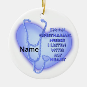 Blue Heart Ophthalmic Nurse Ceramic Tree Decoration