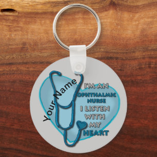Blue Heart Ophthalmic Nurse Key Ring