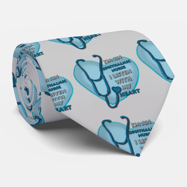 Blue Heart Ophthalmic Nurse Tie (Rolled)