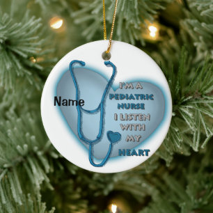 Blue Heart Paediatrics Nurse Ceramic Tree Decoration