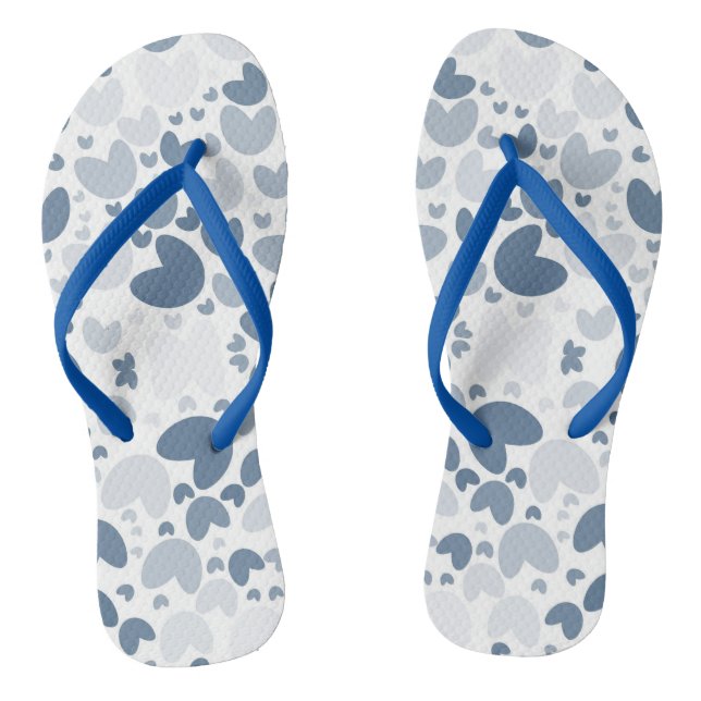 Blue heart Pair of Flip Flops (Footbed)